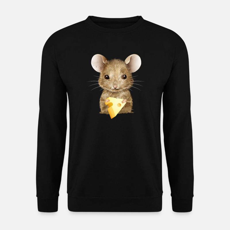 putzige Maus genießt ein kleines Stück Käse - Unisex Pullover - Schwarz