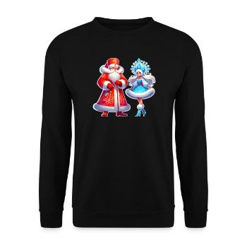 Ded Moroz Snegurotschka russischer Weihnachtsmann - Unisex Pullover - Schwarz - Vorne - Alina (178cm) & Michal (187cm)