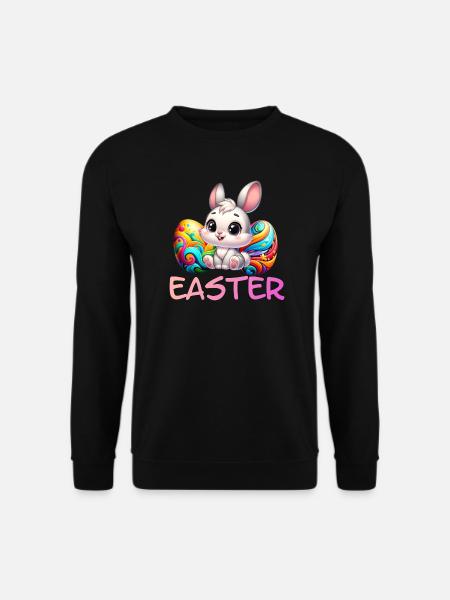 Osterhase mit Ostereiern - Unisex Pullover - Schwarz