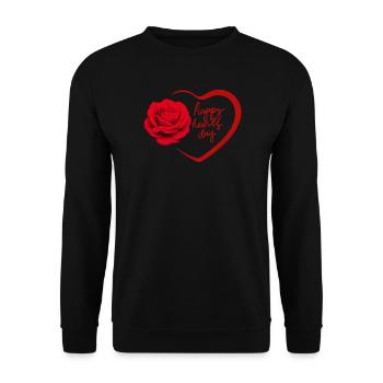 Herz und Rose Valentinstag Design - Unisex Pullover - Schwarz - Vorne - Alina (178cm) & Michal (187cm)