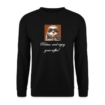 Sloth drinking coffee. - Unisex Sweatshirt - black - Front - Alina (178cm) & Michal (187cm)
