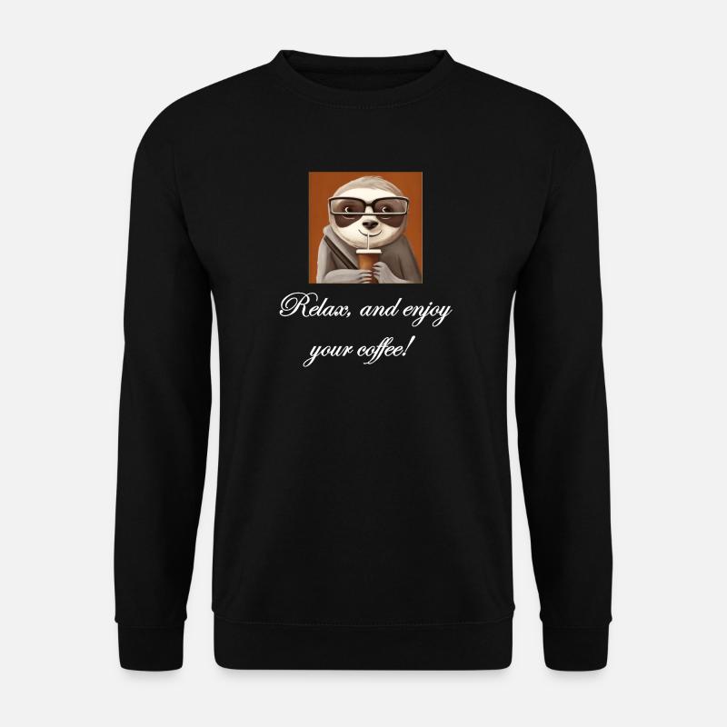 Faultier, das Kaffee trinkt. - Unisex Pullover - Schwarz