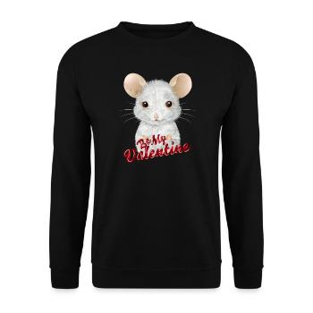 niedliche weiße Maus zum Valentinstag - Unisex Pullover - Schwarz - Vorne - Alina (178cm) & Michal (187cm)