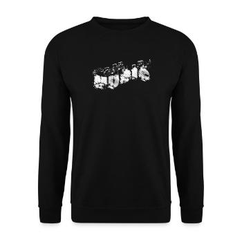 MUSIQUE Typo avec partitions - Sweat-shirt Unisexe - noir - Devant - Alina (178cm) & Michal (187cm)