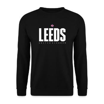 Leeds City Logo Grafik T-Shirt - Unisex Pullover - Schwarz - Vorne - Alina (178cm) & Michal (187cm)
