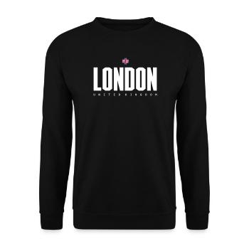 London Bold Bloc UK Flag - Unisex Sweatshirt - black - Front - Alina (178cm) & Michal (187cm)