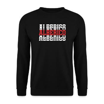 Alberico t-shirt gift t-shirt stacked text - Unisex Sweatshirt - black - Front - Alina (178cm) & Michal (187cm)