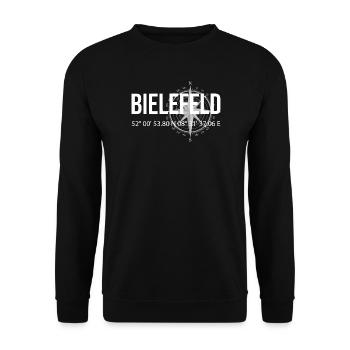 Koordinaten Bielefeld - Unisex Pullover - Schwarz - Vorne - Alina (178cm) & Michal (187cm)