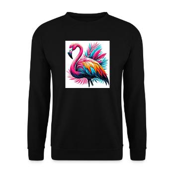 Rosa Flamingo - Unisex Pullover - Schwarz - Vorne - Alina (178cm) & Michal (187cm)