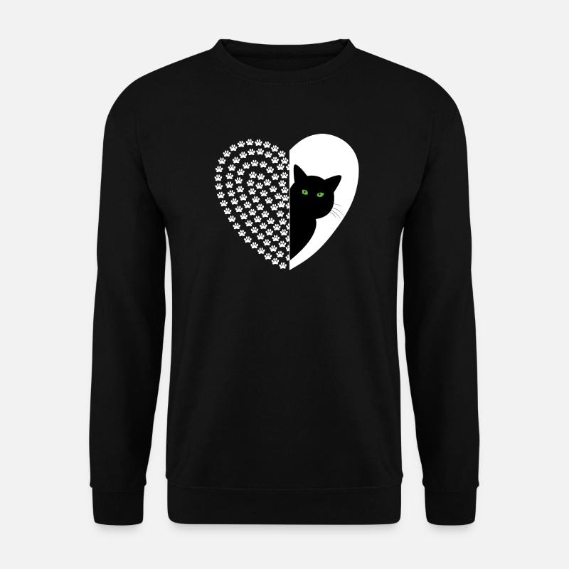 Schwarze Katze mit Blumenmuster - Unisex Pullover - Schwarz