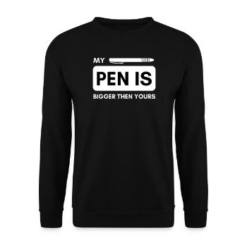 My Pen is bigger then yours! Penis lustiger Spruch - Unisex Pullover - Schwarz - Vorne - Alina (178cm) & Michal (187cm)