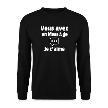Nachricht, SMS, Ich liebe dich, Valentinstag - Unisex Pullover - Schwarz - Vorne - Alina (178cm) & Michal (187cm)