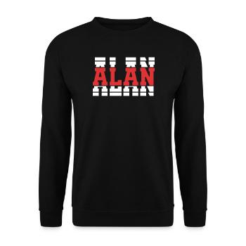 t-shirt Alan t-shirt gift idea stacked text - Unisex Sweatshirt - black - Front - Alina (178cm) & Michal (187cm)