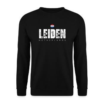 Leiden City Distressed Print - Unisex Sweatshirt - black - Front - Alina (178cm) & Michal (187cm)