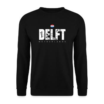 Delft Distressed Wordmark - Unisex Sweatshirt - black - Front - Alina (178cm) & Michal (187cm)