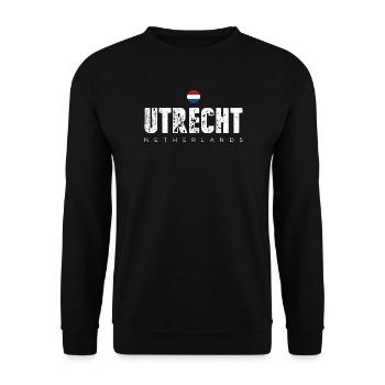 Utrecht Distressed City Letters - Unisex Sweatshirt - black - Front - Alina (178cm) & Michal (187cm)