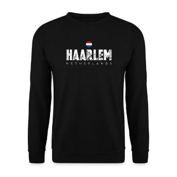 Haarlem Distressed Logo - Unisex Sweatshirt - black - Front - Alina (178cm) & Michal (187cm)