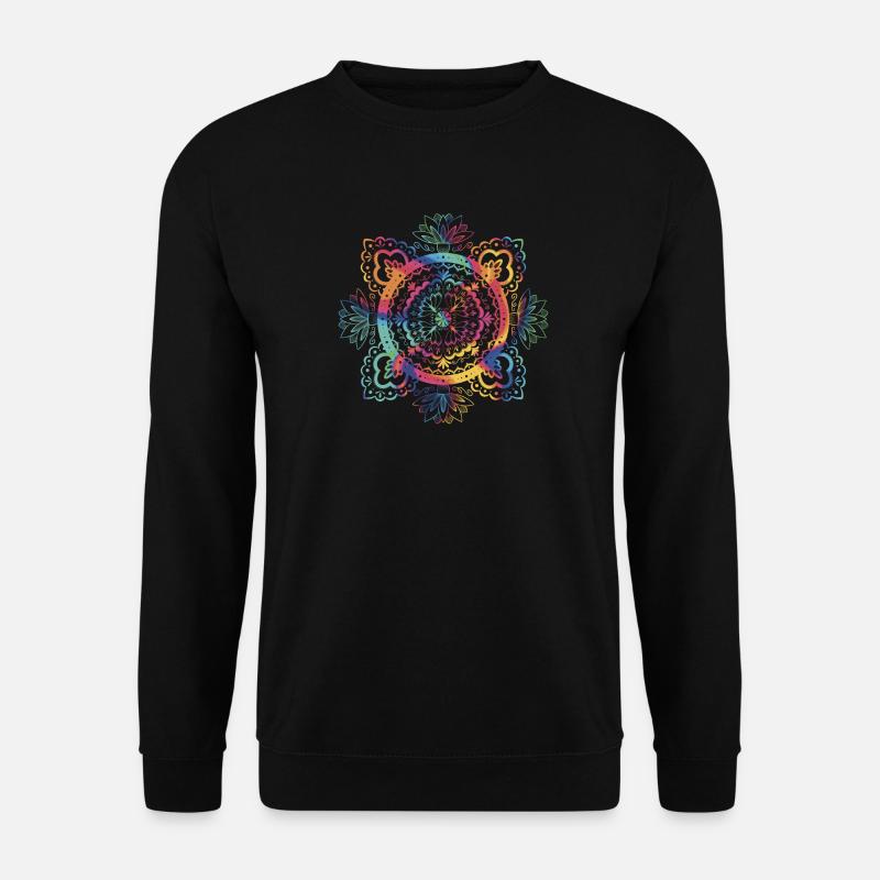 Bunter Mandala Lavendeldruck - Unisex Pullover - Schwarz