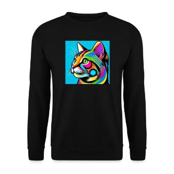 Chat Pop Art - Sweat-shirt Unisexe - noir - Devant - Alina (178cm) & Michal (187cm)