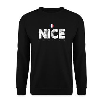 Nice France Distressed Letters - Unisex Sweatshirt - black - Front - Alina (178cm) & Michal (187cm)