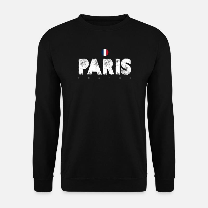 Paris Distressed Glyphen mit französischer Flagge - Unisex Pullover - Schwarz