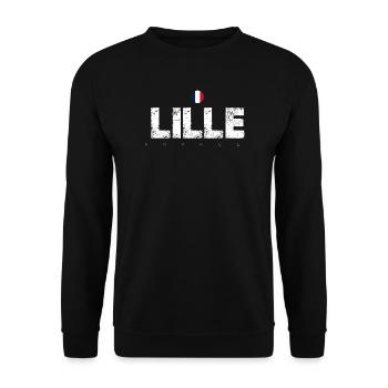 Lille France Distressed Typography - Unisex Sweatshirt - black - Front - Alina (178cm) & Michal (187cm)