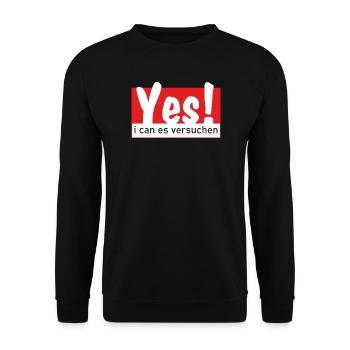 Yes i can es versuchen - Unisex Pullover - Schwarz - Vorne - Alina (178cm) & Michal (187cm)