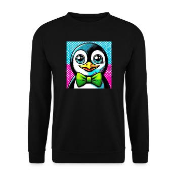 Pingouin avec noeud papillon Pop Art - Sweat-shirt Unisexe - noir - Devant - Alina (178cm) & Michal (187cm)
