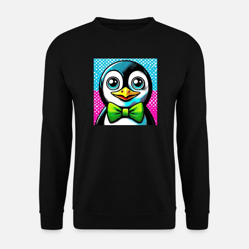 Pinguin mit Fliege Pop Art - Unisex Pullover - Schwarz