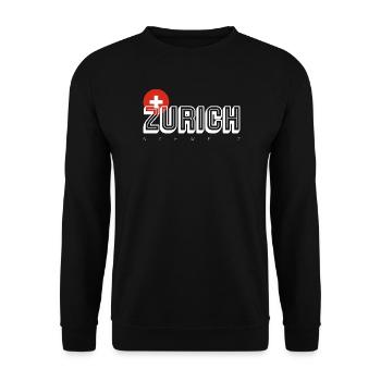 Zurich Wordmark with Swiss Crest - Unisex Sweatshirt - black - Front - Alina (178cm) & Michal (187cm)