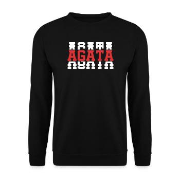T-Shirt Achat T-Shirt Geschenkidee gestapelter Text - Unisex Pullover - Schwarz - Vorne - Alina (178cm) & Michal (187cm)