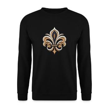 Elegant Fleur-de-Lis Embroidery - Unisex Sweatshirt - black - Front - Alina (178cm) & Michal (187cm)