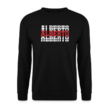 Alberto T-Shirt T-Shirt Geschenkidee gestapelter Text - Unisex Pullover - Schwarz - Vorne - Alina (178cm) & Michal (187cm)