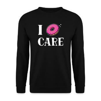 Lustige Sprüche Egal Donut Ist Mir Wurscht Haltung - Unisex Pullover - Schwarz - Vorne - Alina (178cm) & Michal (187cm)