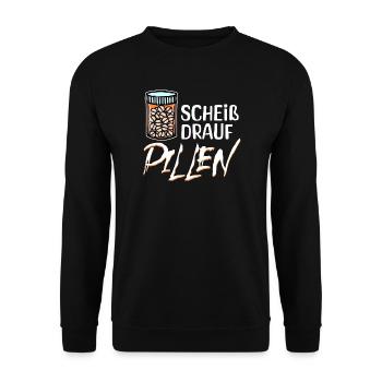 Haltung Gleichgültig Statement Egal Ist Mir Egal - Unisex Pullover - Schwarz - Vorne - Alina (178cm) & Michal (187cm)