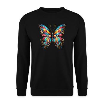 Butterfly - Unisex Sweatshirt - black - Front - Alina (178cm) & Michal (187cm)