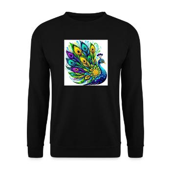 Pfau - Unisex Pullover - Schwarz - Vorne - Alina (178cm) & Michal (187cm)