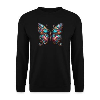 Schmetterling - Unisex Pullover - Schwarz - Vorne - Alina (178cm) & Michal (187cm)