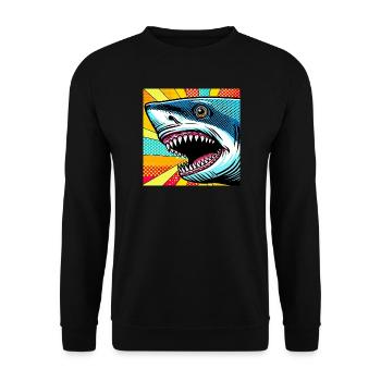Requin Pop Art - Sweat-shirt Unisexe - noir - Devant - Alina (178cm) & Michal (187cm)