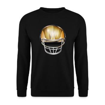 Football helmet motif in shimmering Mettalic colours - Unisex Sweatshirt - black - Front - Alina (178cm) & Michal (187cm)