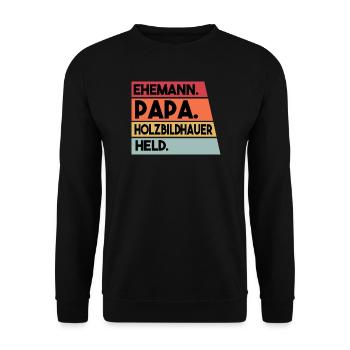 mari, père, sculpteur sur bois, héros - Sweat-shirt Unisexe - noir - Devant - Alina (178cm) & Michal (187cm)
