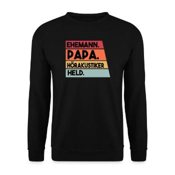 Ehemann Papa Hörakustiker Held - Unisex Pullover - Schwarz - Vorne - Alina (178cm) & Michal (187cm)