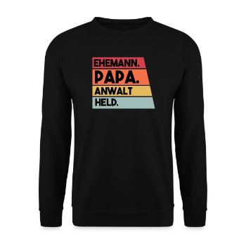 Ehemann Papa Anwalt Held - Unisex Pullover - Schwarz - Vorne - Alina (178cm) & Michal (187cm)