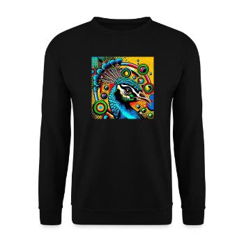 Peacock Pop Art - Unisex Sweatshirt - black - Front - Alina (178cm) & Michal (187cm)