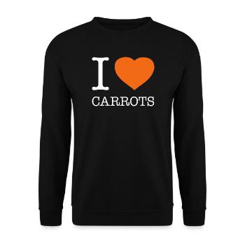 I LOVE CARROTS Karotten - Unisex Pullover - Schwarz - Vorne - Alina (178cm) & Michal (187cm)