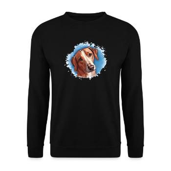 Hund SAVEBRACKE Jagdhund türkis Aquarell Design  - Unisex Pullover - Schwarz - Vorne - Alina (178cm) & Michal (187cm)