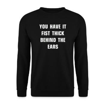 Vous l’avez le poing épais derrière les oreilles - Sweat-shirt Unisexe - noir - Devant - Alina (178cm) & Michal (187cm)