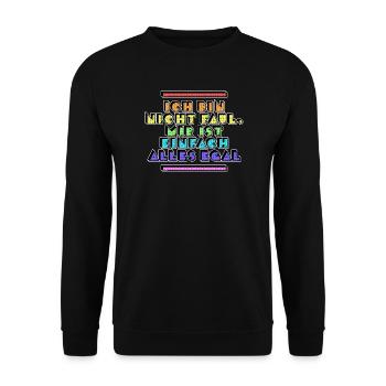 I don't care about the statement attitude chill - Unisex Sweatshirt - black - Front - Alina (178cm) & Michal (187cm)