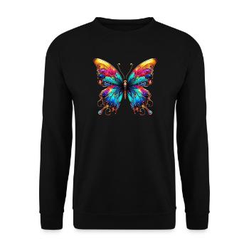 Schmetterling - Unisex Pullover - Schwarz - Vorne - Alina (178cm) & Michal (187cm)