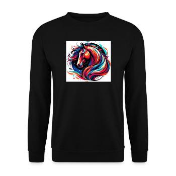 Cheval - Sweat-shirt Unisexe - noir - Devant - Alina (178cm) & Michal (187cm)